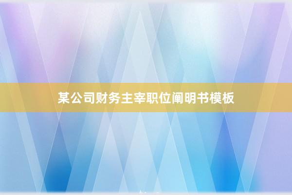 某公司财务主宰职位阐明书模板