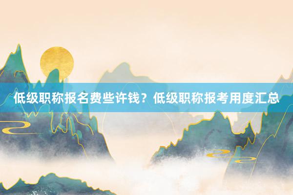 低级职称报名费些许钱？低级职称报考用度汇总